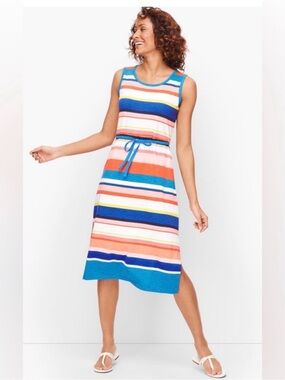 Talbots Striped Sleeveless Multicolor Midi Dress i
